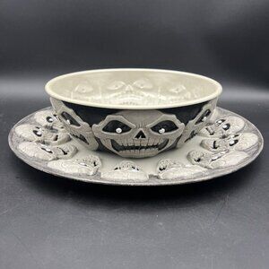 Vintage Easter Unlimited Halloween Skulls Candy Treat Bowl & Platter /Tray 1990s